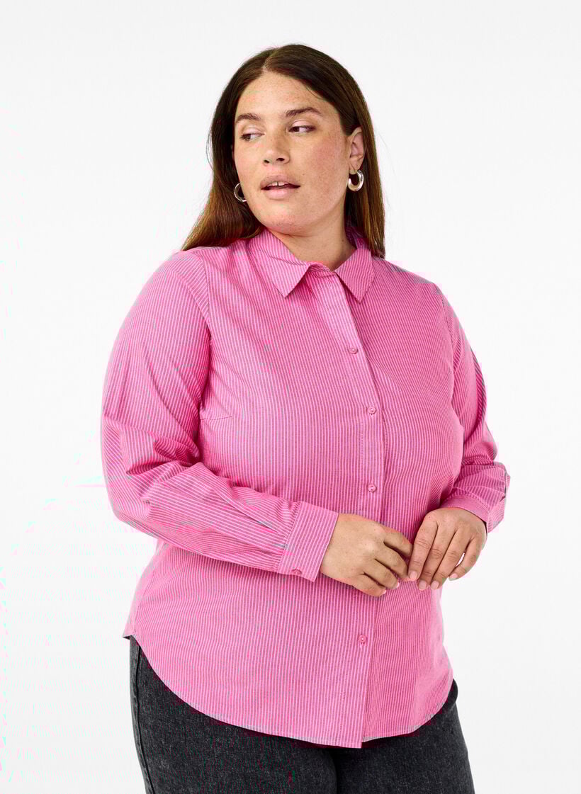 Katoenen overhemd met lange mouwen, Rood, Model image number 0