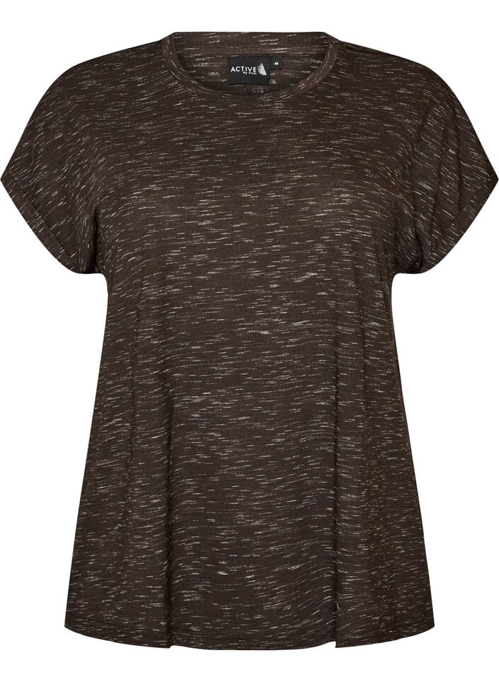Los workout T-shirt met korte mouwen, Bruin, Packshot image number 0