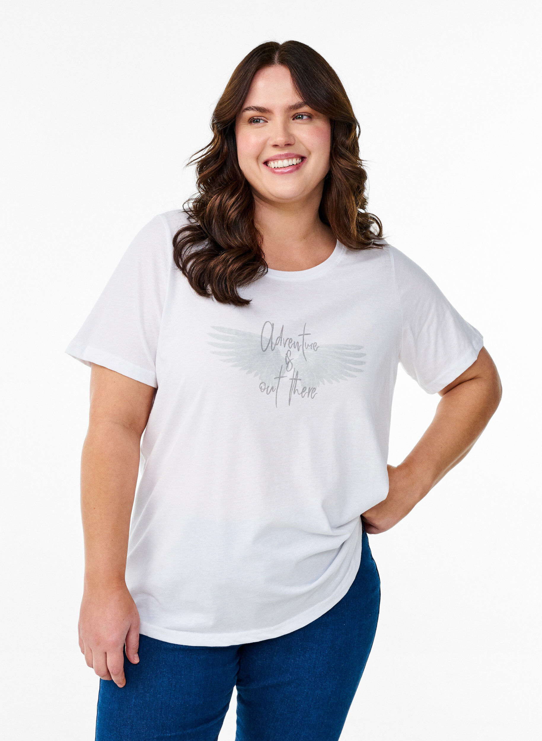 Zizzi FLASH - T-shirt met motief, Wit, Model image number 0