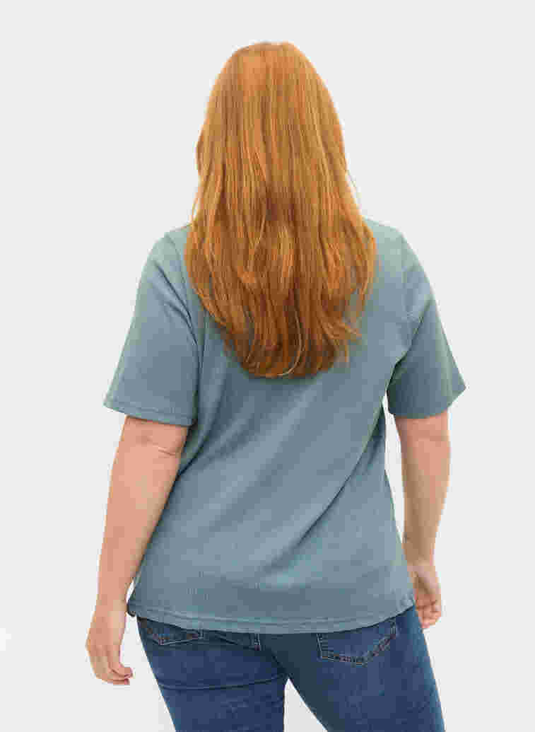 T-shirt met korte mouwen en knopen, Goblin Blue, Model image number 1