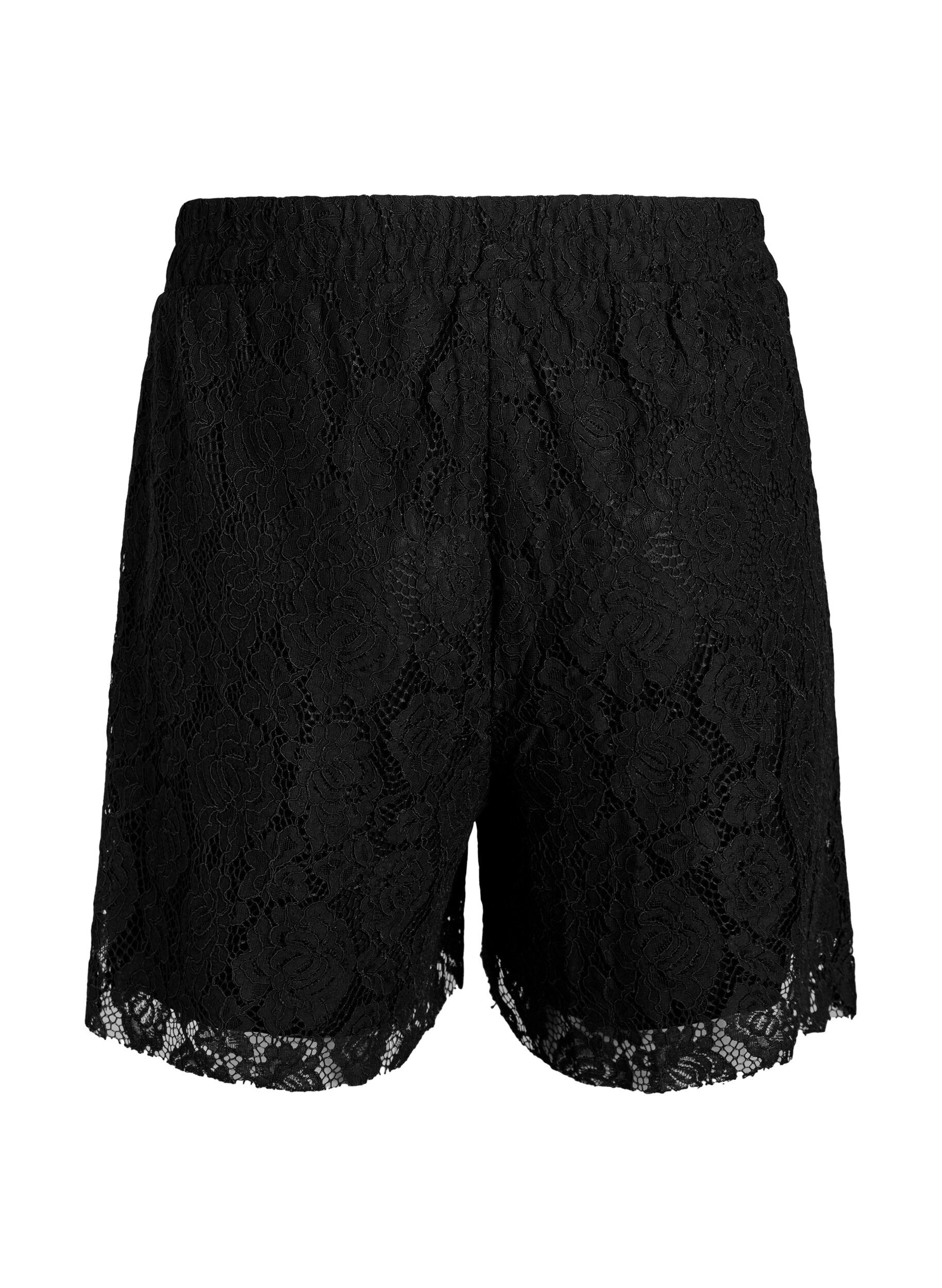 Zizzi Luchtige kanten shorts, Zwart, Packshot image number 1