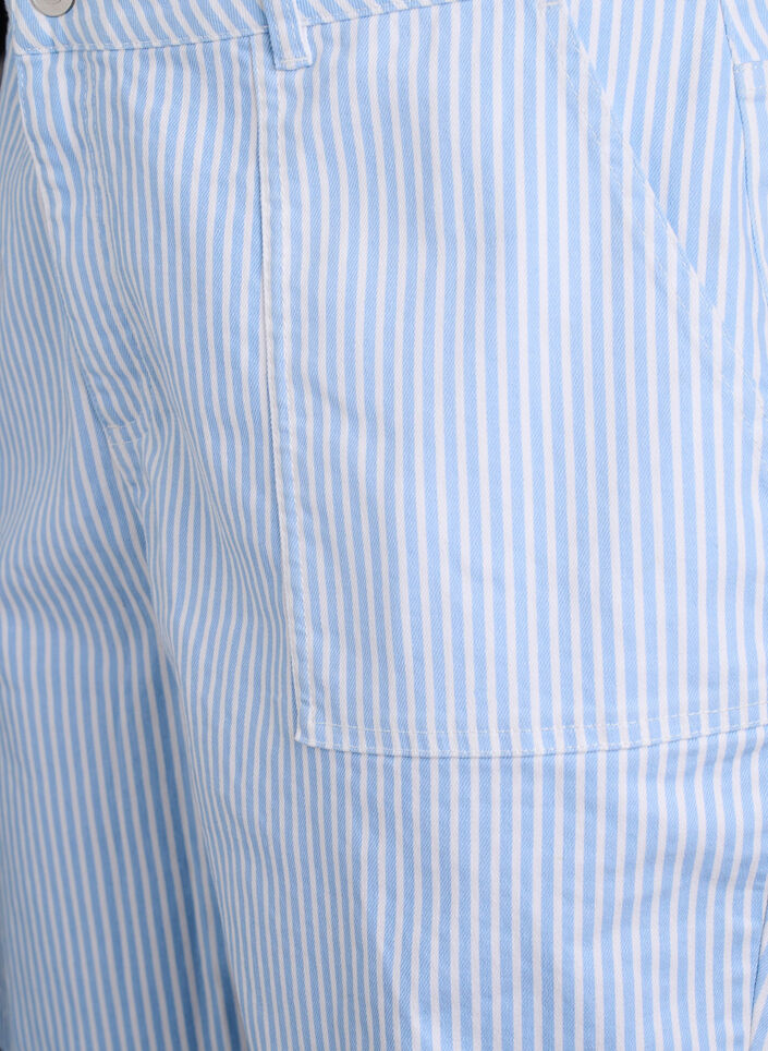 Gestreepte bermudashorts met hoge taille, Blauw, Packshot image number 2