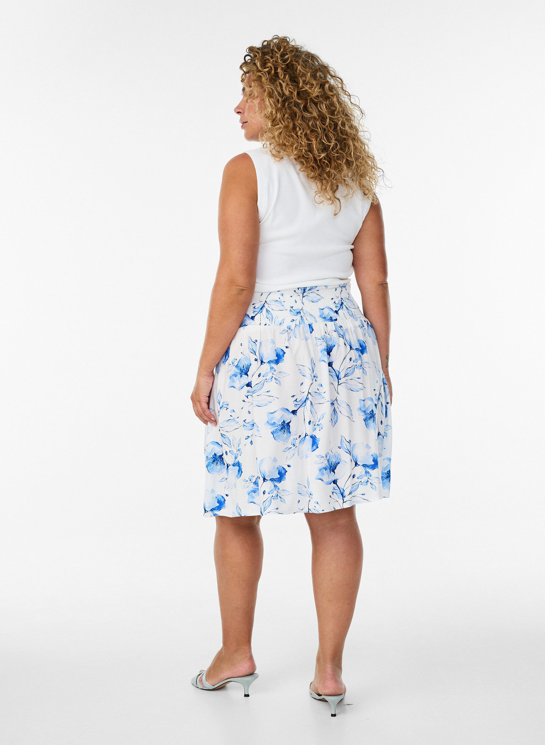 ZizziKorte rok met gesmokte taille, Blauw, Model image number 2