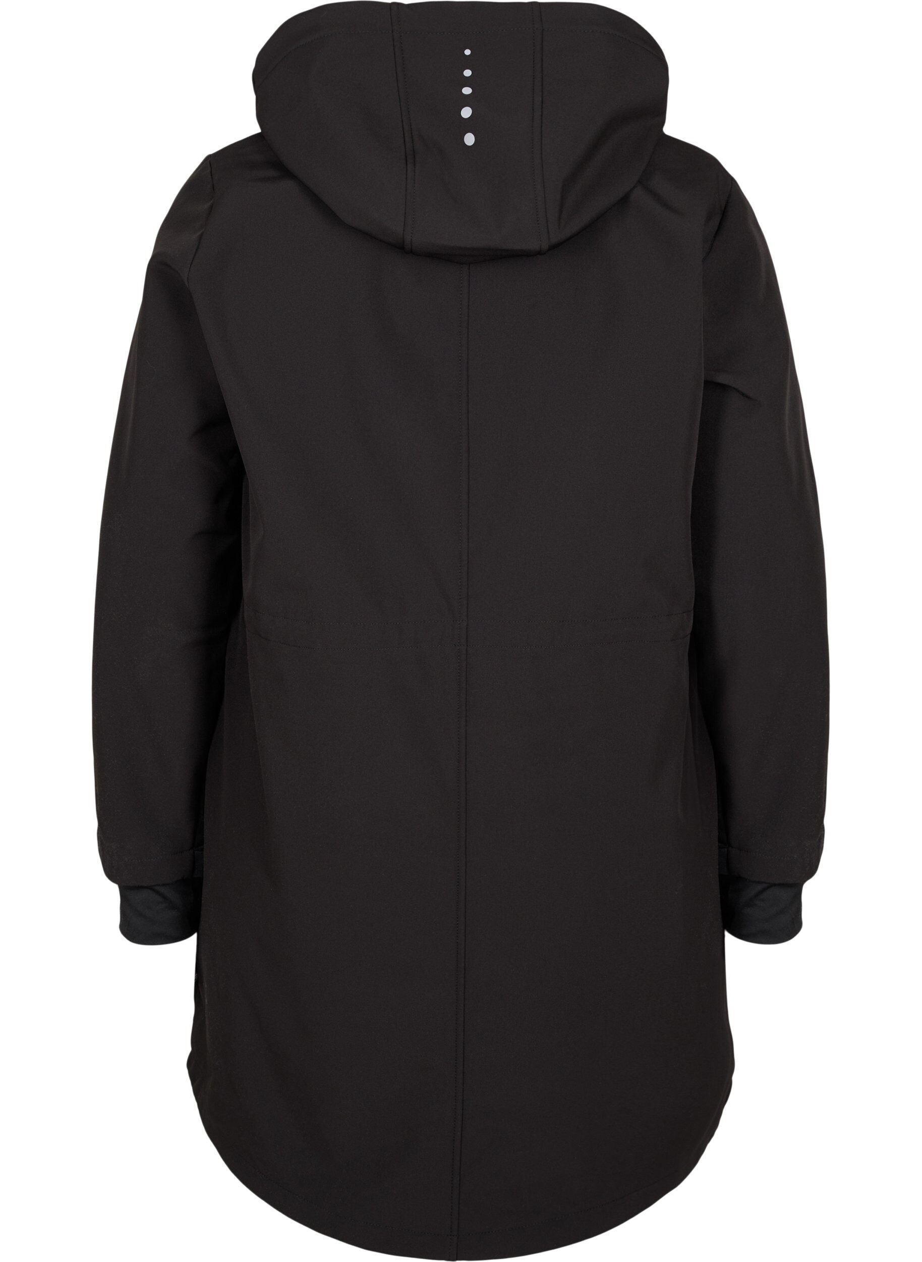 Zizzi Softshell jas met bijpassende fleece, Black Solid, Packshot image number 1