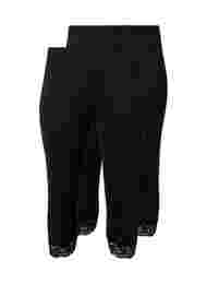2 paar 3/4 leggings met kanten randje, Black / Black