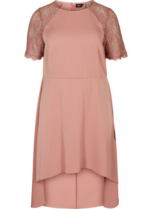 Midi-jurk met korte kanten mouwen, ROSE BROWN, Packshot image number 0
