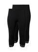 2 paar 3/4 leggings met kanten randje, Black / Black, Packshot image number 0