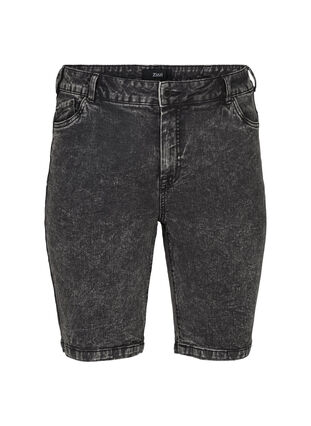 Denim shorts met hoge taille, Grey Denim, Packshot image number 0