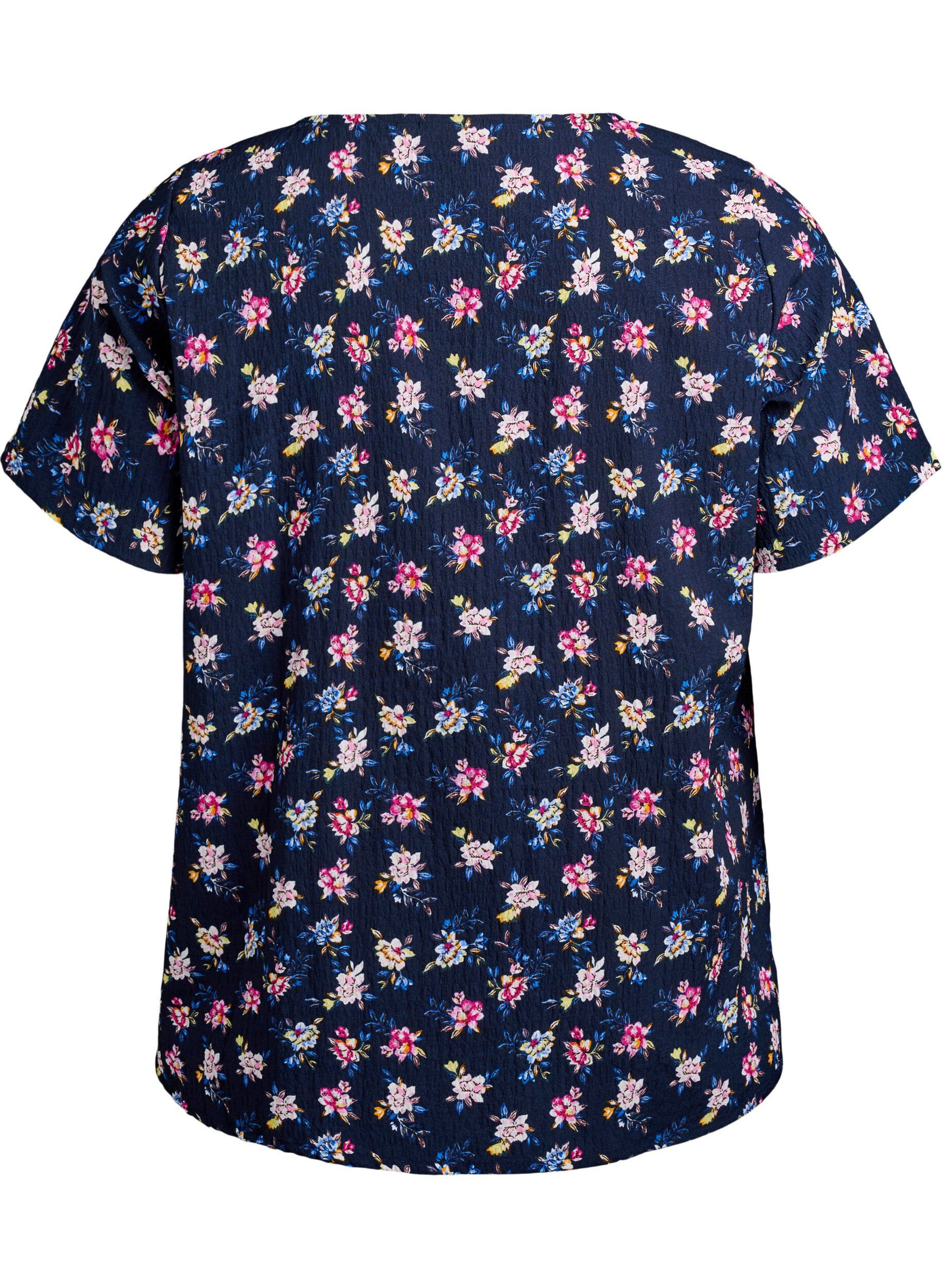 Zizzi FLASH - Blouse met korte mouwen en textuur, Blauw, Packshot image number 1