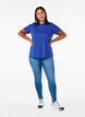 Basic katoenen T-shirt met ronde hals, Blauw, Model image number 1