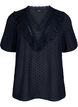 Blouse met korte mouwen en gestippelde structuur, Night Sky, Packshot image number 0