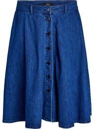 A-lijn denimrok met knoopsluiting, Blauw