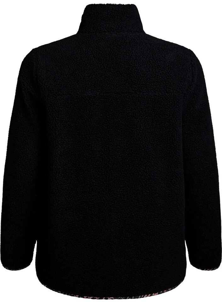 Teddy-fleece jack met kersendetails, Zwart, Packshot image number 1