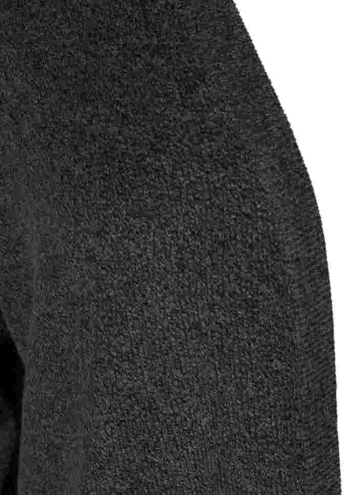 Gemēleerd gebreid vest met zakken, Dark Grey Melange, Packshot image number 2