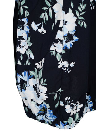 Katoenen jurk met korte mouwen en print, Black Blue Flowers, Packshot image number 3