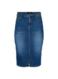 Denim midi-rok met split, Blauw