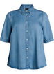Denimlook lyocell shirt met korte mouwen, Blauw, Packshot image number 0