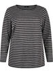 Blouse met ronde hals en gestreept patroon, Black Stripe, Packshot image number 0
