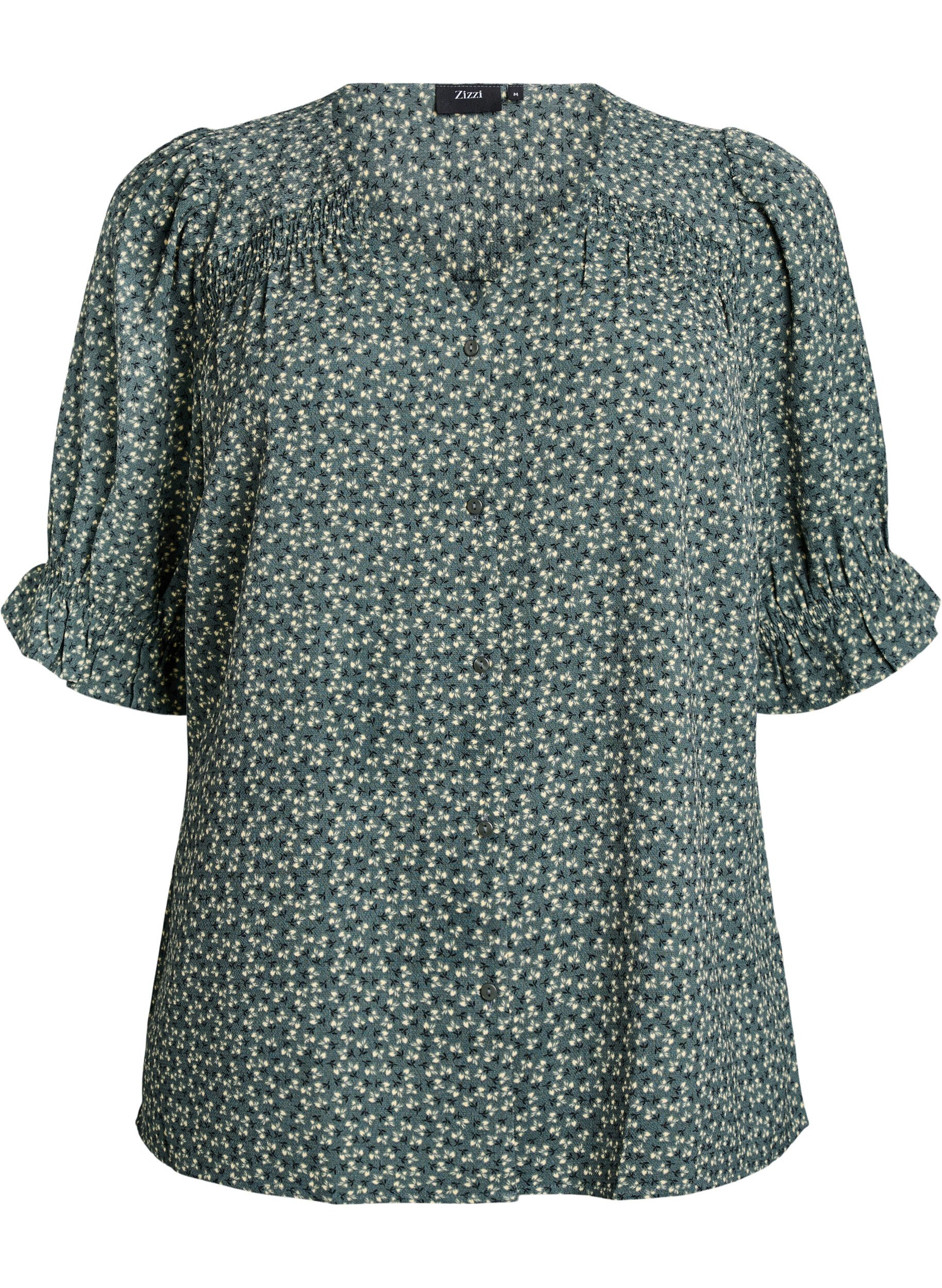 Zizzi Shirtblouse met 1/2 mouwen, Groen, Packshot image number 0