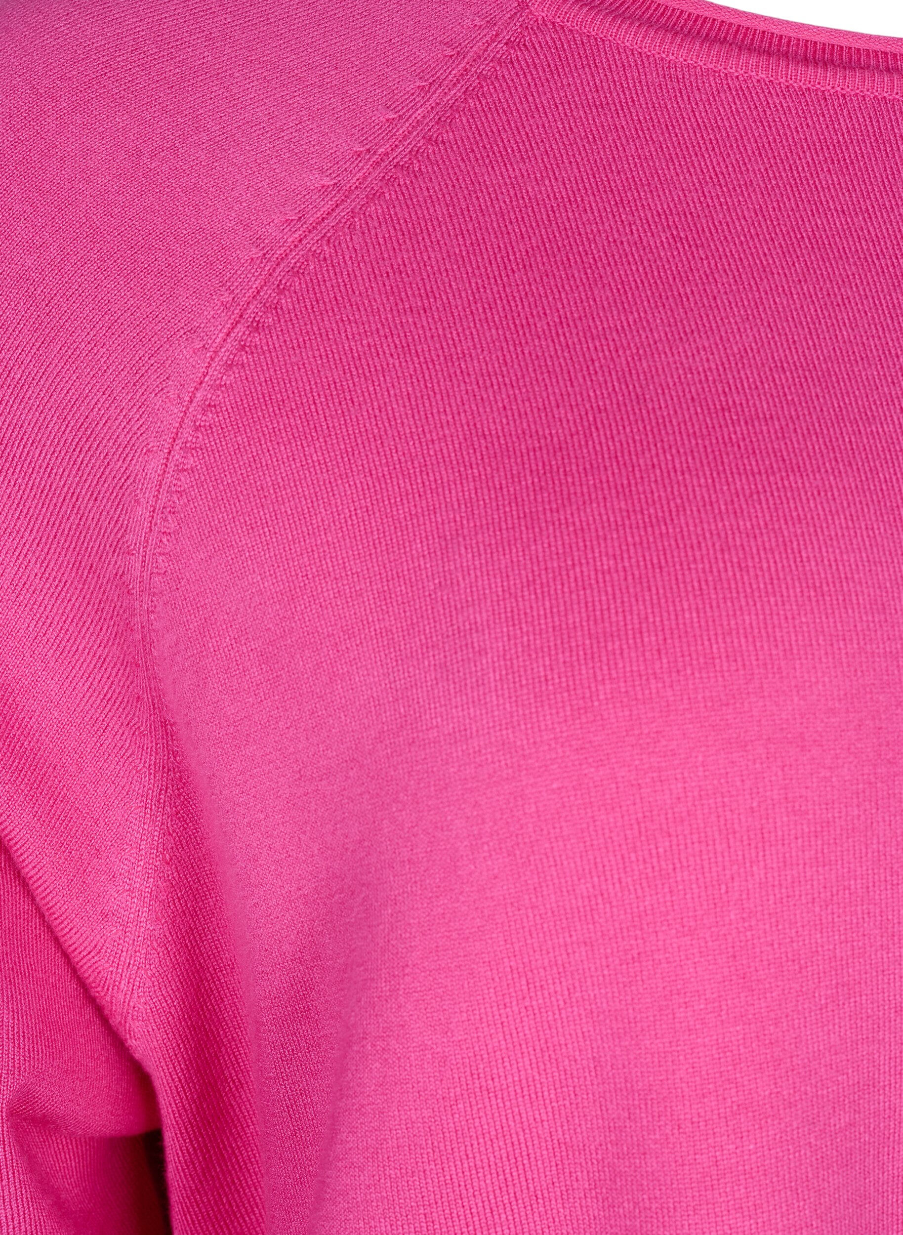 Zizzi Gebreide blouse van viscose met 3/4 mouwen, Raspberry Rose, Packshot image number 2