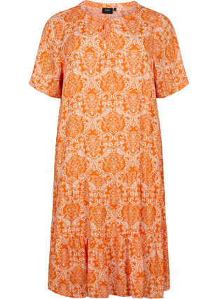 Viscose jurk met print en korte mouwen, Exuberance Oriental, Packshot image number 0