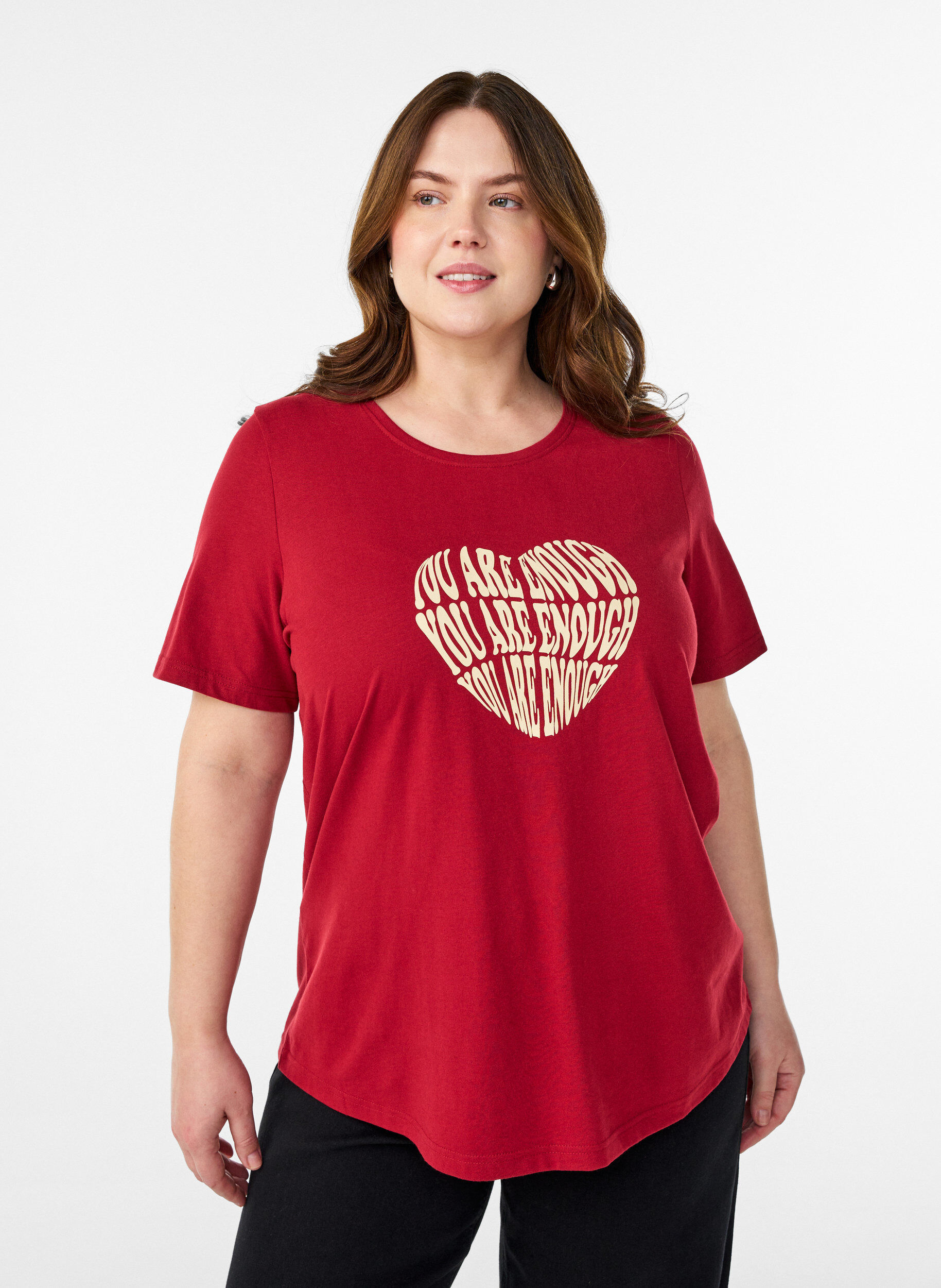 Zizzi FLASH - T-shirt met print, Rood, Model image number 0