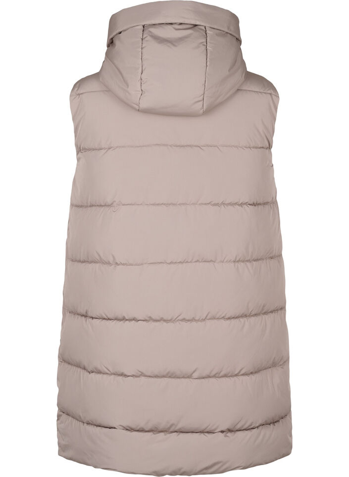 Lange vest met capuchon en zakken, Beige, Packshot image number 1