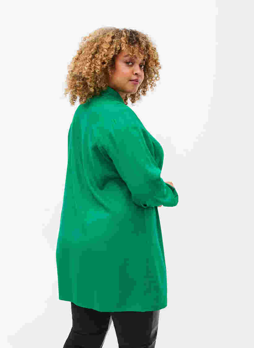 Viscose blouse met lange mouwen en overhemdkraag, Jolly Green, Model image number 1