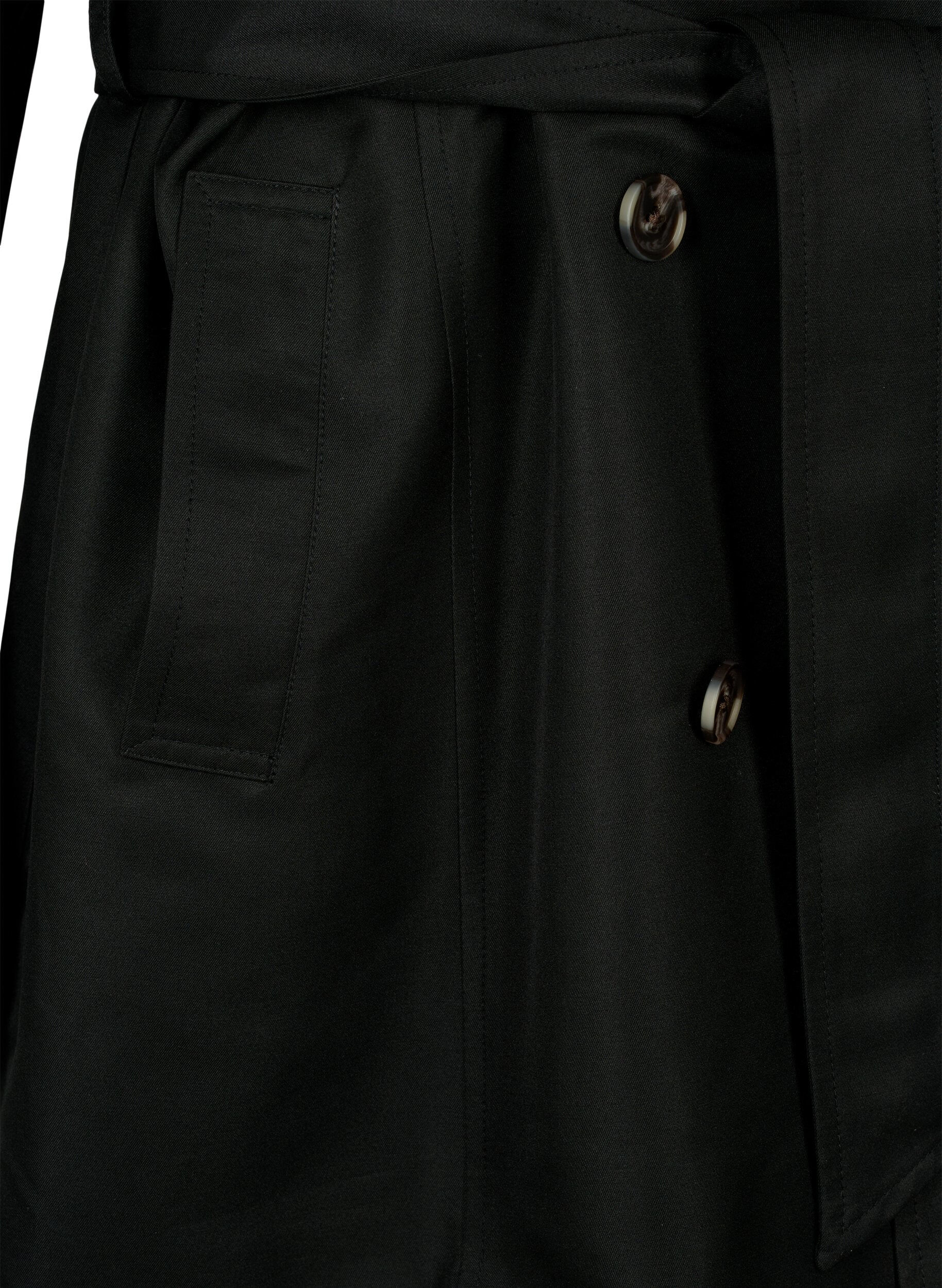 Zizzi Korte trenchcoat met riem, Zwart, Packshot image number 3