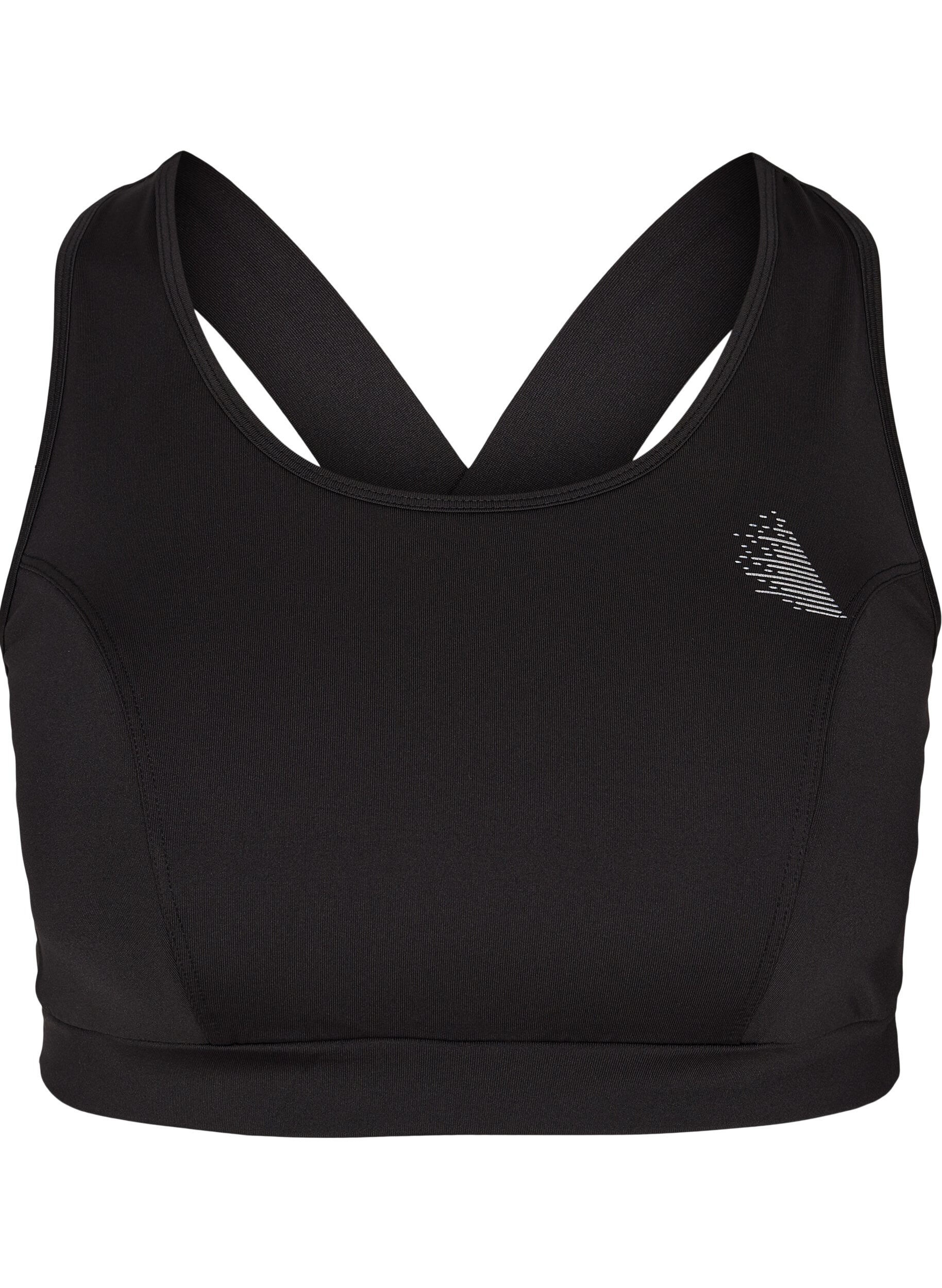 Zizzi Sporttop met effen kleur en gekruiste rug, Black, Packshot image number 0