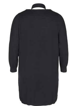 Gebreide jurk met lange mouwen en zakken, Black, Packshot image number 1