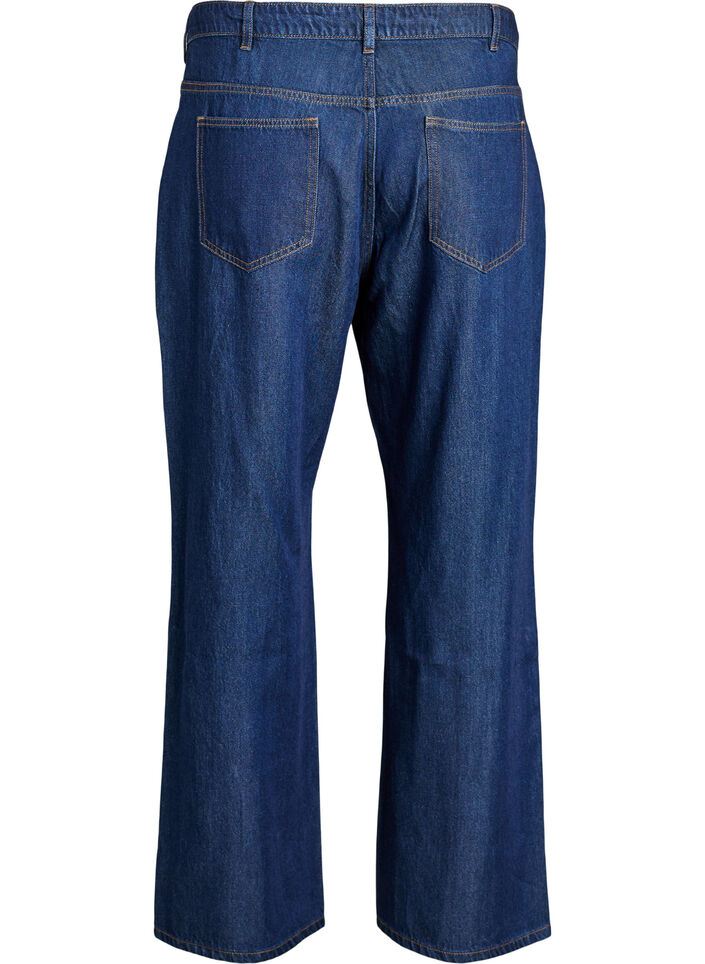 Wide leg jeans met strikceintuur en hoge taille, Blauw, Packshot image number 1