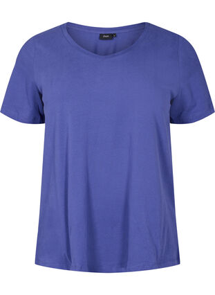 Basic t-shirt in effen kleur met katoen, Deep Cobalt, Packshot image number 0