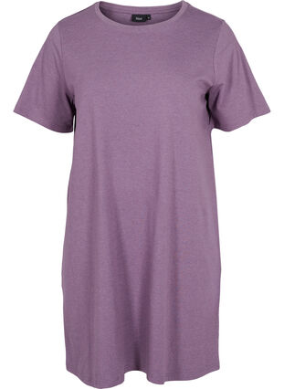 Gemêleerd t-shirt pyjama jurk met korte mouwen, Vintage Violet Mel., Packshot image number 0