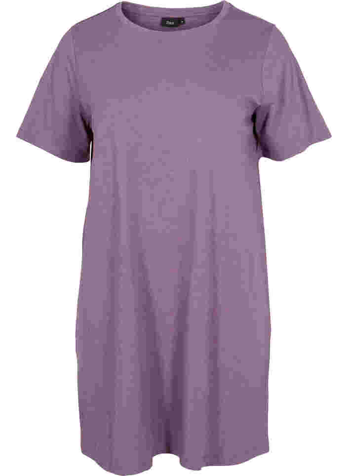 Gemêleerd t-shirt pyjama jurk met korte mouwen, Vintage Violet Mel., Packshot image number 0