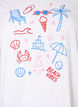 Dit T-shirt van biologisch katoen met strandprint, Wit, Packshot image number 2