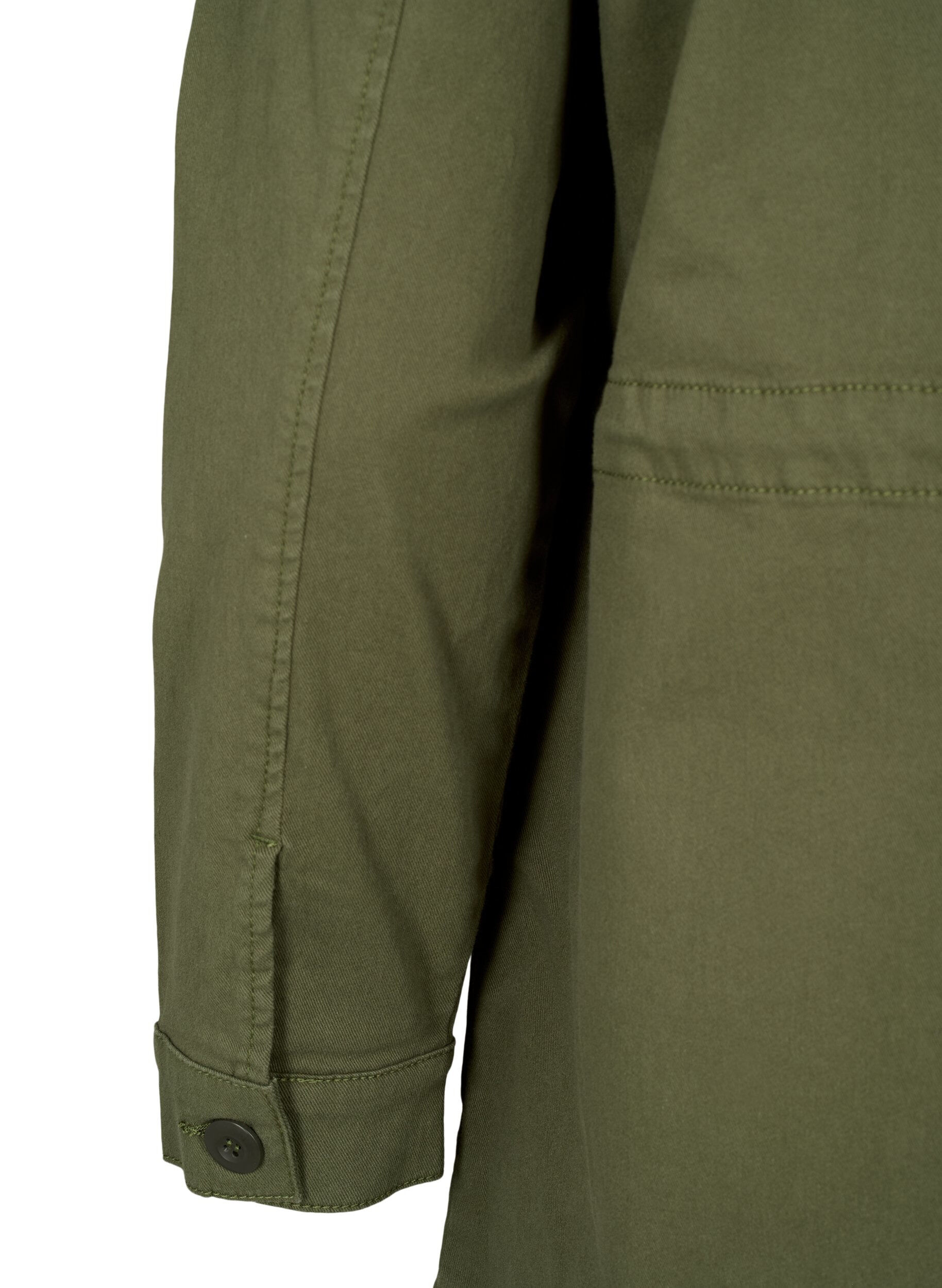 Zizzi Canvas jacket met zakken, Thyme, Packshot image number 4
