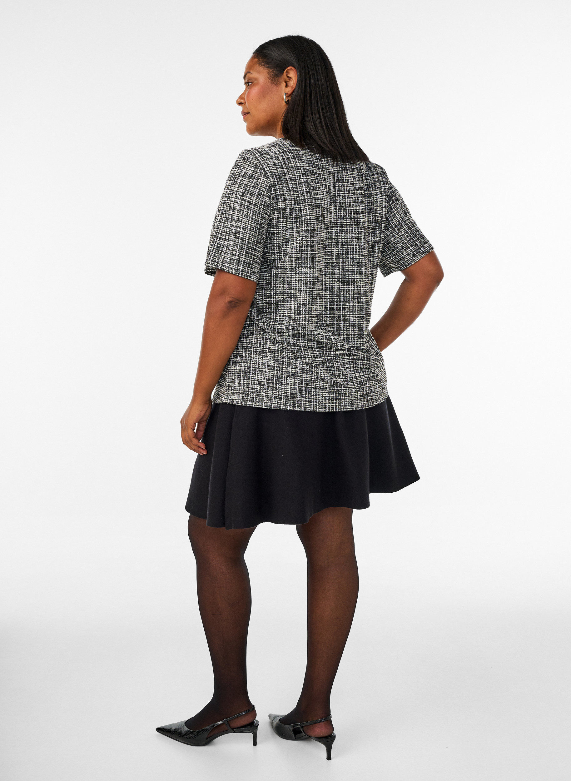 ZizziGeweven blouse met knoopdetail, Vanille, Model image number 2