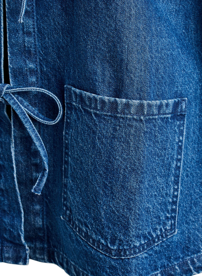 Spijkerjack met striksluiting en zakken, Blue Denim, Packshot image number 3