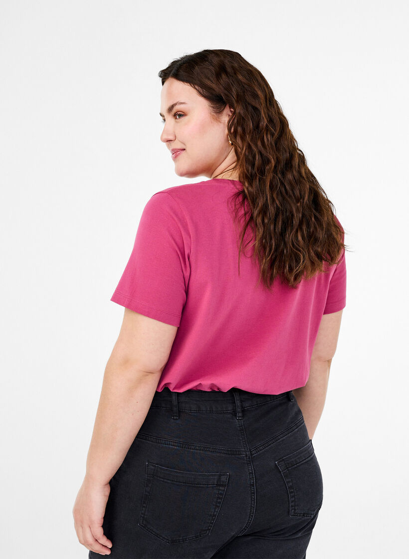 Effen basic T-shirt van katoen, Rood, Model image number 2