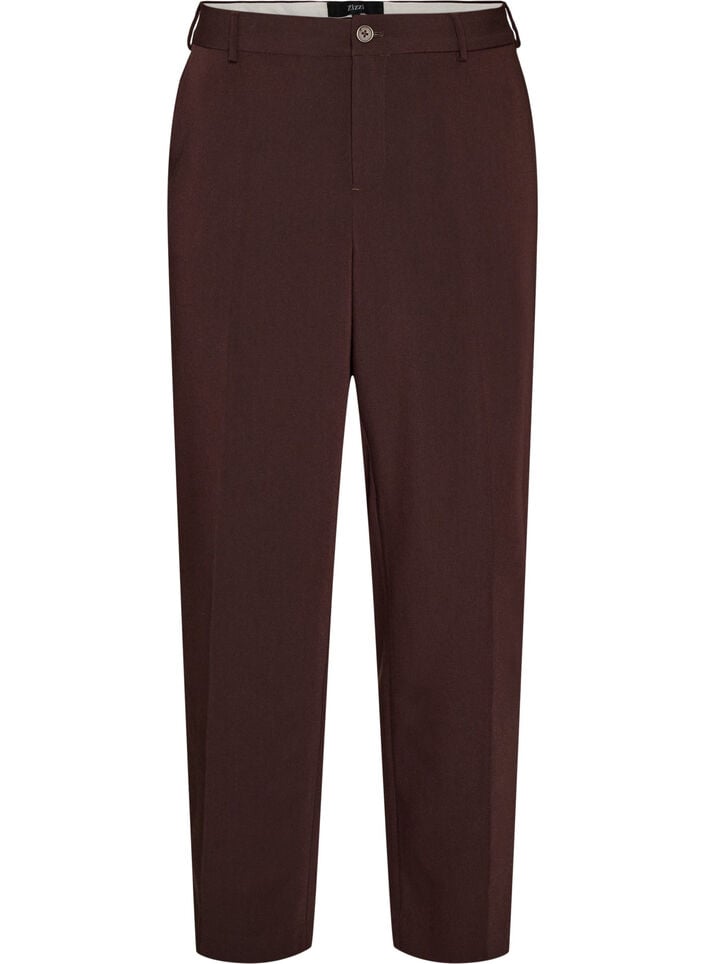 Op maat gemaakte broek met wijde pijpen en hoge taille, Bruin, Packshot image number 0