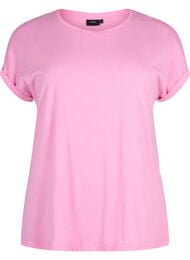 T-shirt met korte mouwen van katoenmix, Roze