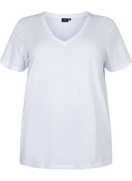 T-shirt met korte mouwen en v-hals, Bright White