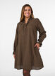Geruite katoenen jurk met ruches, Bruin, Model image number 0