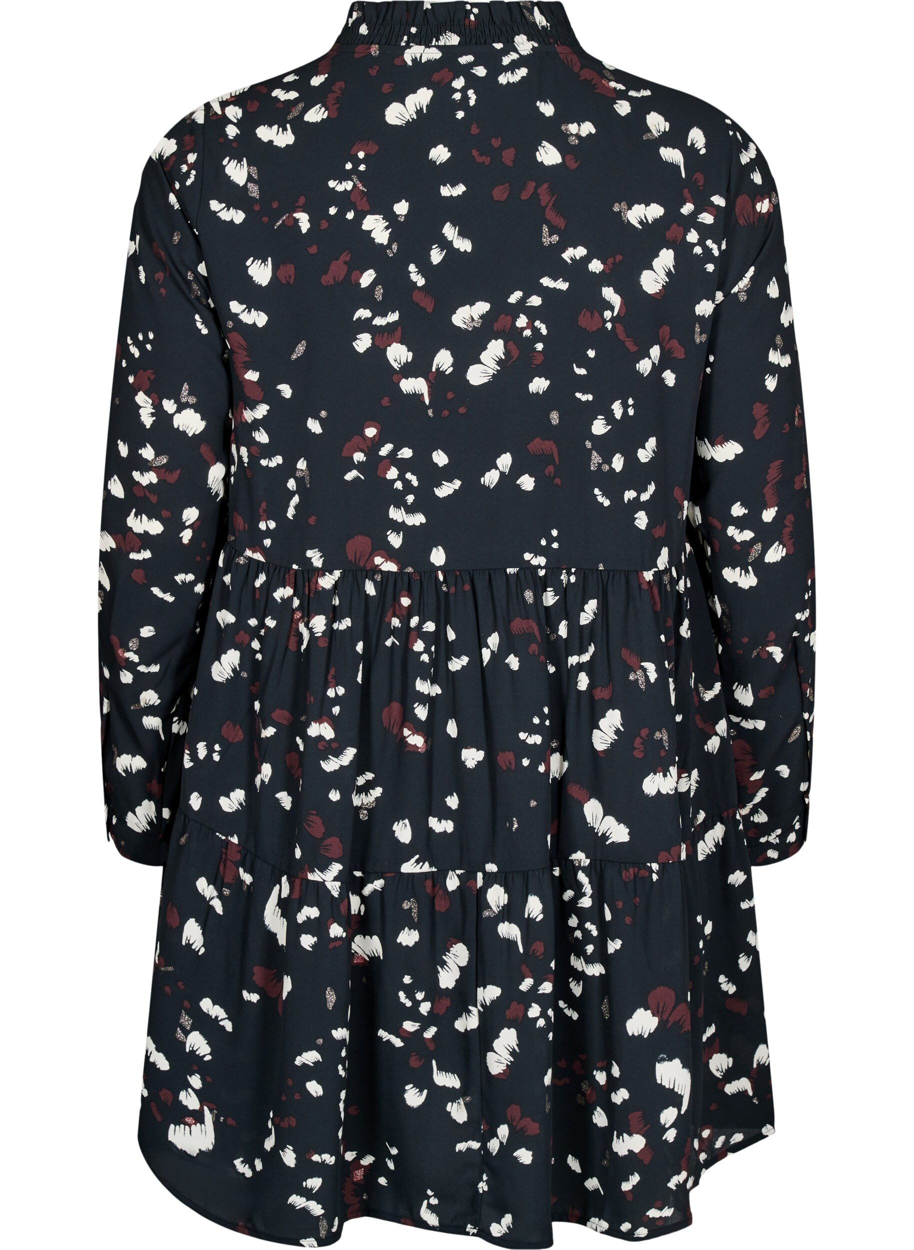 Zizzi Tuniek met print en een ruchekraag, Black AOP Print, Packshot image number 1