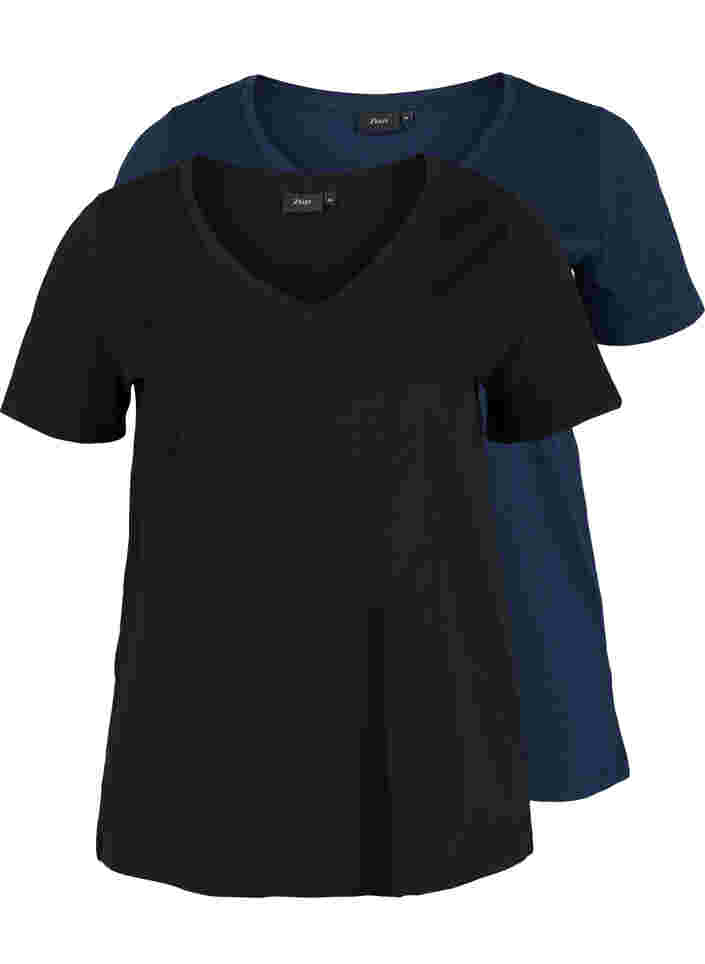 Set van 2 basic t-shirts in katoen, Black/Navy B