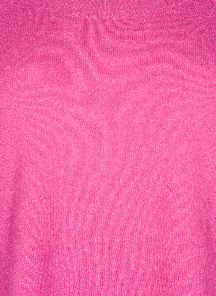 Lange gebreide blouse met knoopdetail aan de zijkant, Raspberry Rose Mel., Packshot image number 2