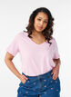 T-shirt met korte mouwen en V-hals, Roze, Model image number 0