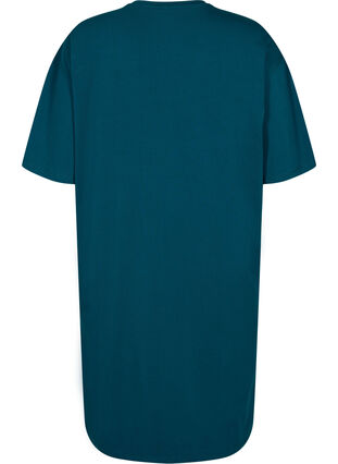 Katoenen jurk met korte mouwen en splitjes, Deep Teal, Packshot image number 1