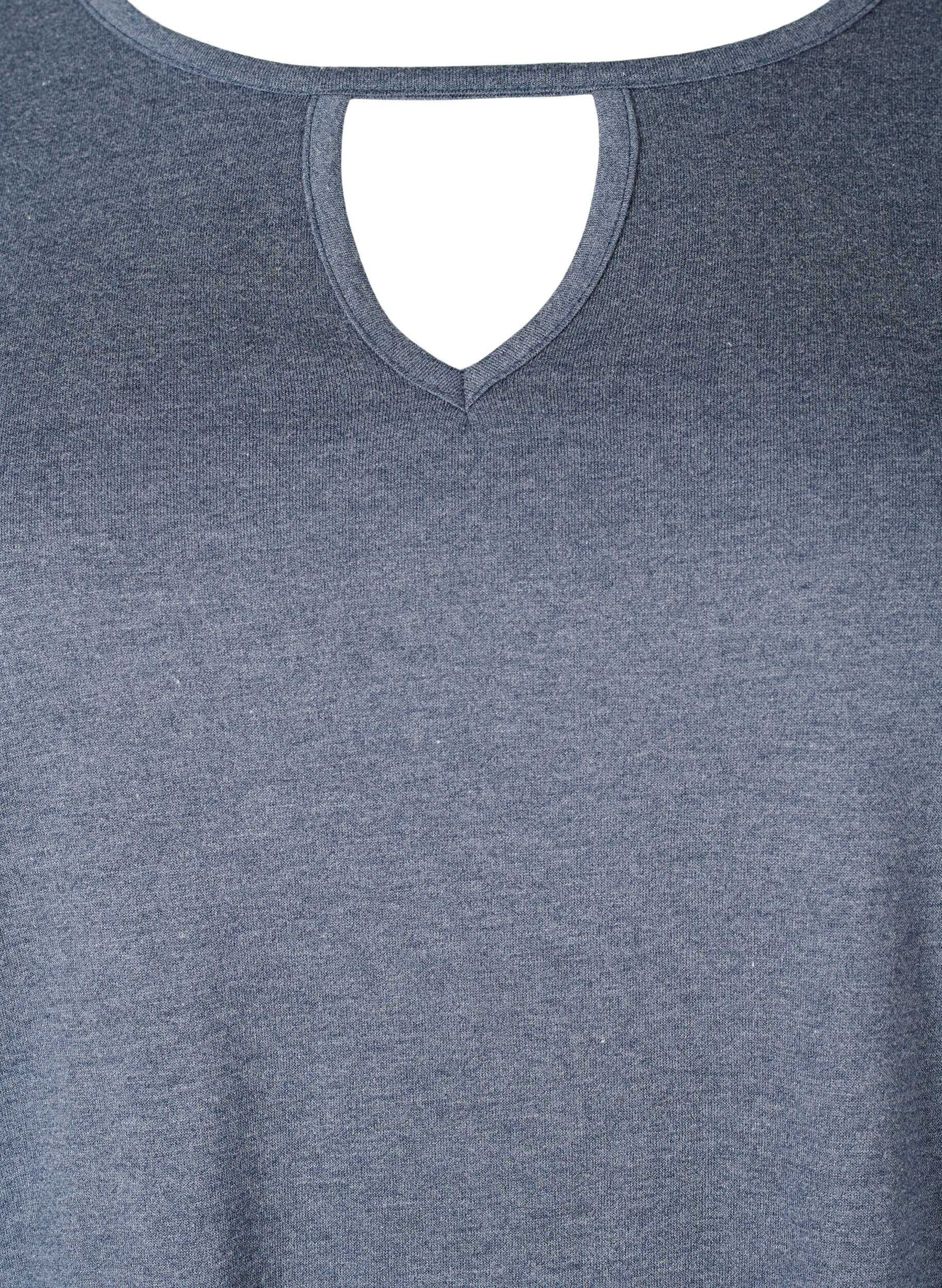 Zizzi Gem&ecirc;leerde blouse met lange mouwen, Night Sky Mel. , Packshot image number 2